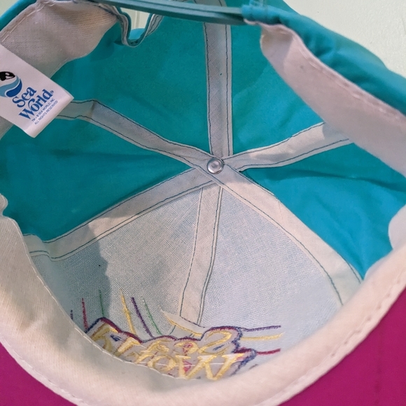 Never Worn Vintage 1990's Sea World Baseball Hat Neon Snapback - Picture 4 of 7